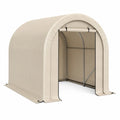 Outdoor Portable Car Shelter Arch Shape Steel Frame PVC Fabric Beige 3m x 3.6m