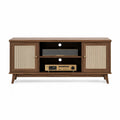 Walnut TV Stand Entertainment Center MDF and Polypropylene 150x40x50 cm