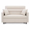 Beige Fabric Loveseat Sofa with Cushions and Solid Wood Frame 140cm