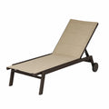 Outdoor Adjustable Chaise Lounge with Wicker and Beige Textilene