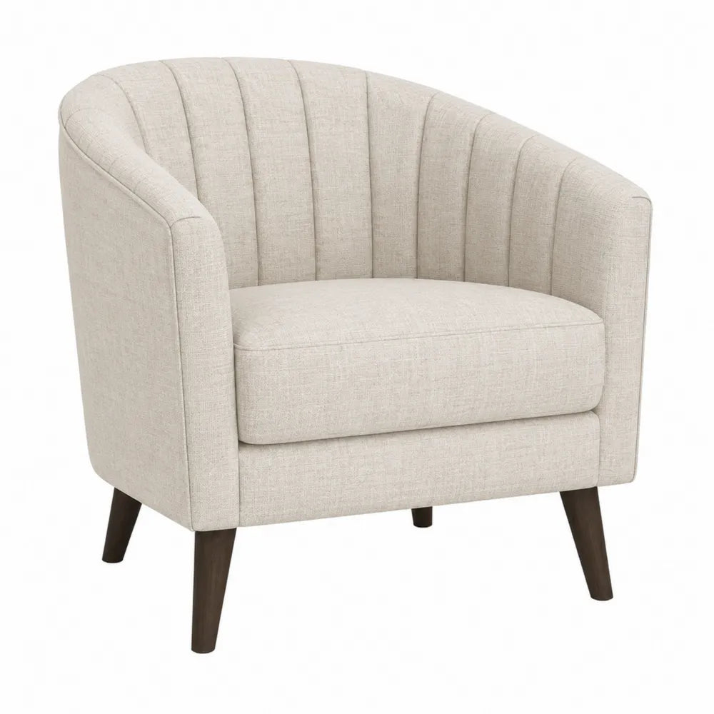 Polyester Fabric Upholstered Barrel Chair Beige 80cm x 75cm x 85cm