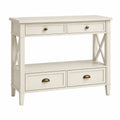 Wood Console Table with 2 Drawers and 1 Shelf in Cream, 120cm