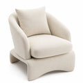 Armchair Curved Textile Fabric Ivory 80cm x 75cm x 85cm