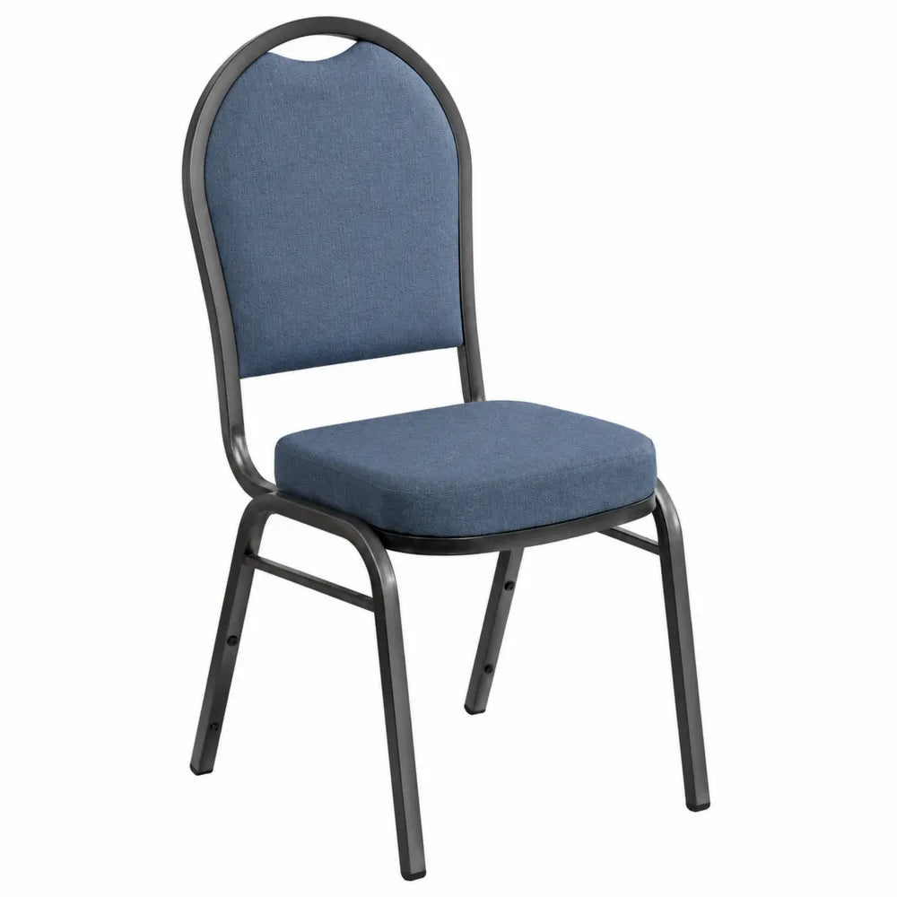 Blue Fabric Stackable Chair with Metal Frame