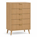 Oak 5-Drawer Dresser Vertical Chest