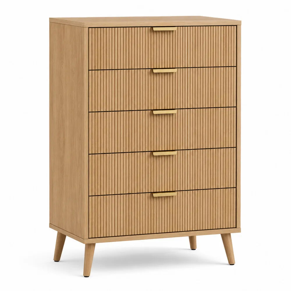 Oak 5-Drawer Dresser Vertical Chest