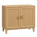 Oak Veneer Sideboard with Grooved Doors, 90cm