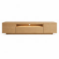 Solid Oak Wood TV Stand with Cabinets and LED Lighting 180cm