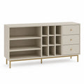 Sideboard Buffet Rectangular MDF with Oak Veneer Beige 150cm x 40cm x 80cm