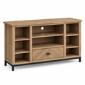 Oak Wood TV Stand with Shelves and Drawer