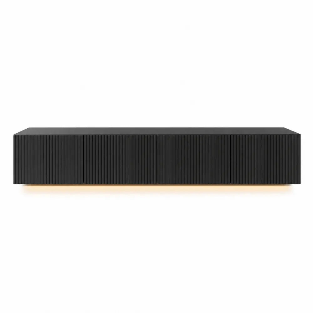 Wood Wall Mounted TV Stand Black 180cm