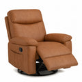 Recliner Chair Faux Leather Brown with Adjustable Swivel