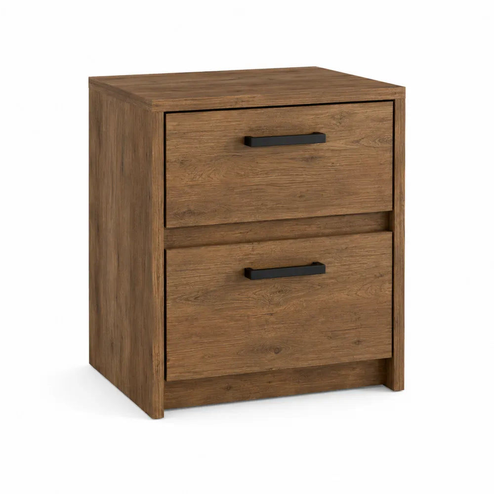 2-Drawer Wood Nightstand Brown 40cm x 40cm x 55cm