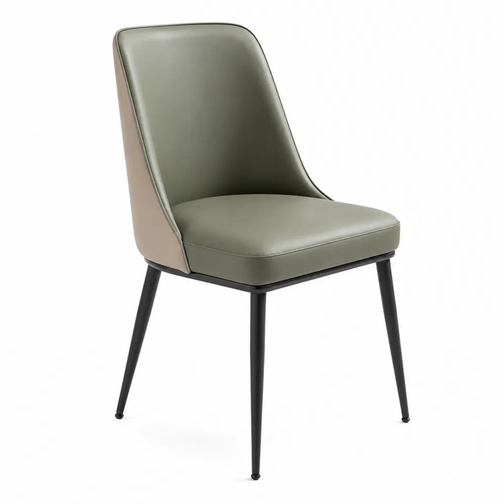 Dining Chair Faux Leather with Black Metal Legs