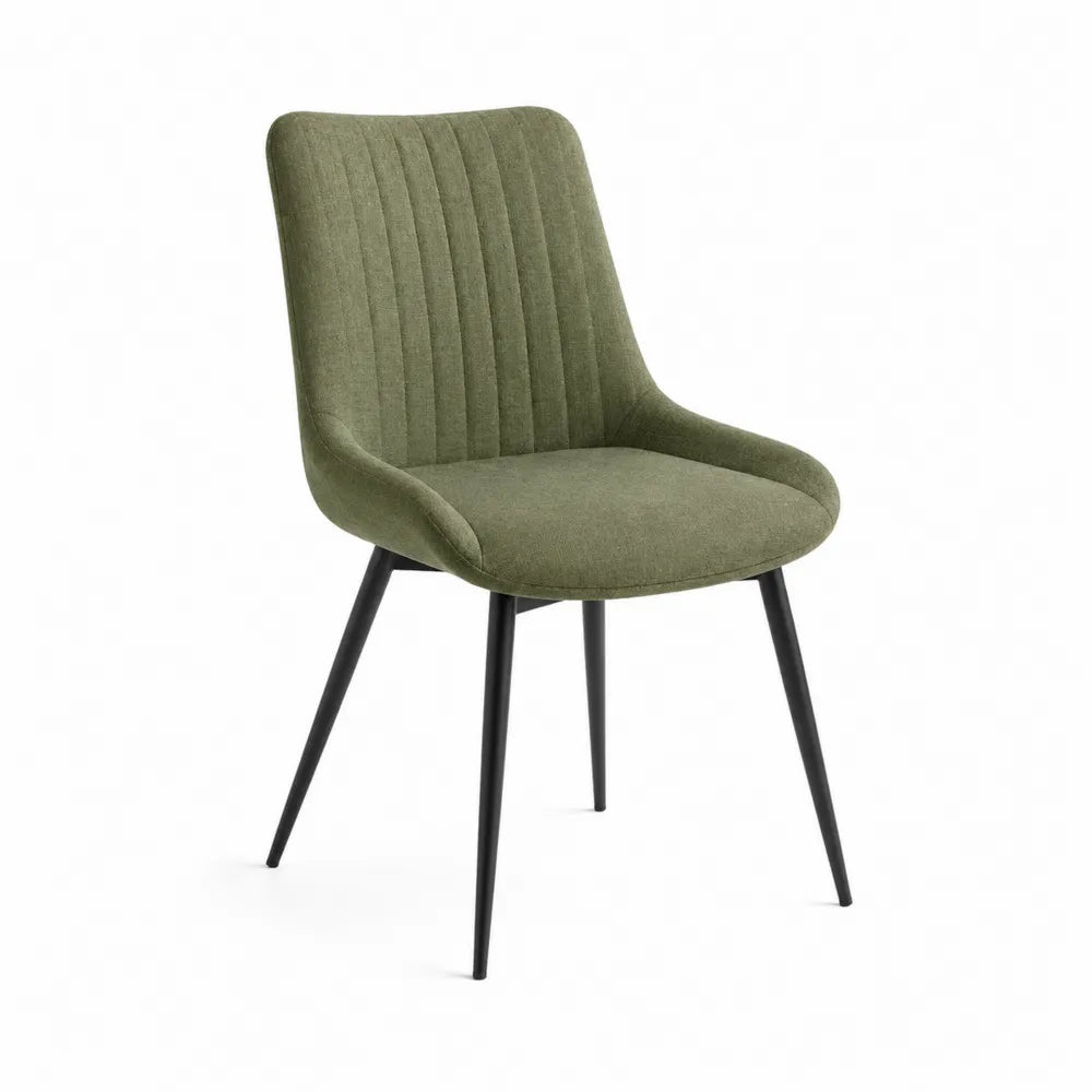 Dining Chair Upholstered Fabric with Metal Legs Green 45cm W x 55cm D x 85cm H