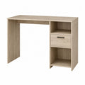 Light Oak Wooden Desk with Drawer and Shelves