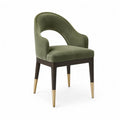Velvet Upholstered Dining Chair with Solid Wood and Brass Accents Green 78cm High