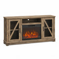 Electric Fireplace TV Stand Rustic Wood Entertainment Center with Mesh Doors 60in