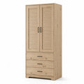 Wardrobe Armoire Rectangular Solid Wood Light Oak 180cm Height 80cm Width 50cm Depth