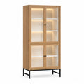 Oak Veneer Display Cabinet with Tempered Glass and LED Lighting 180x80x40cm