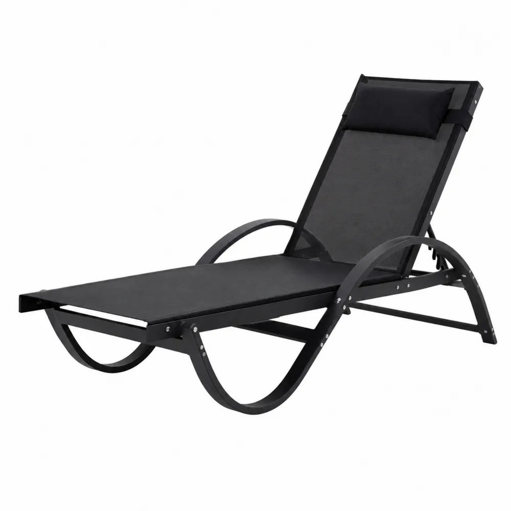 Outdoor Chaise Lounge Chair Steel Frame Black