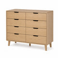 Wood Dresser with 8 Drawers Oak Finish 120x40x80 cm