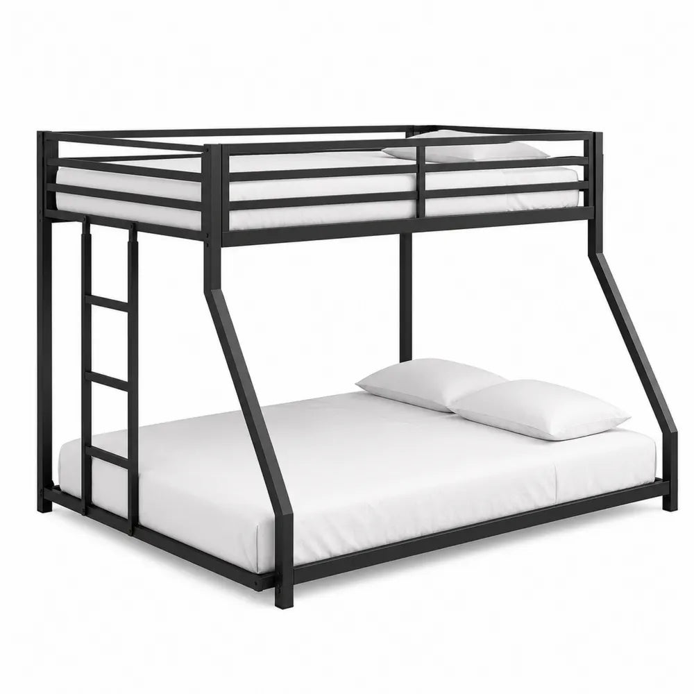 Twin Over Full Metal Bunk Bed Frame Black