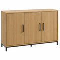 Oak Wood Sideboard with Metal Legs 4-Door Storage Cabinet