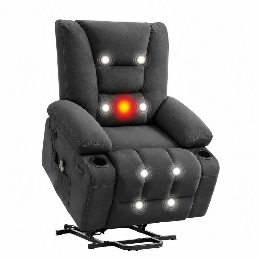Microfiber Recliner Chair with Massage and Heating, Black, 100x90x110 cm