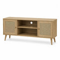Wooden TV Stand with Rattan Doors 150cm