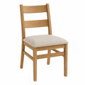Oak Wood Dining Chair with Beige Fabric Cushion 95 cm