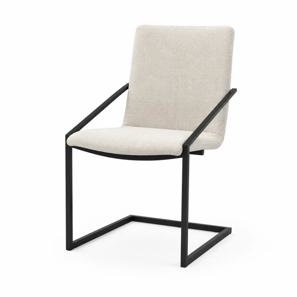 Fabric Upholstered Dining Chair with Steel Frame Beige 85cm