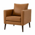 Faux Leather Armchair with Solid Wood Frame, Brown