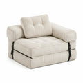 Convertible Polyester Corduroy Sofa Chair Bed Beige 90cm