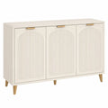 Sideboard Buffet Rectangular MDF Beige with Wood Legs 145cm x 40cm x 85cm