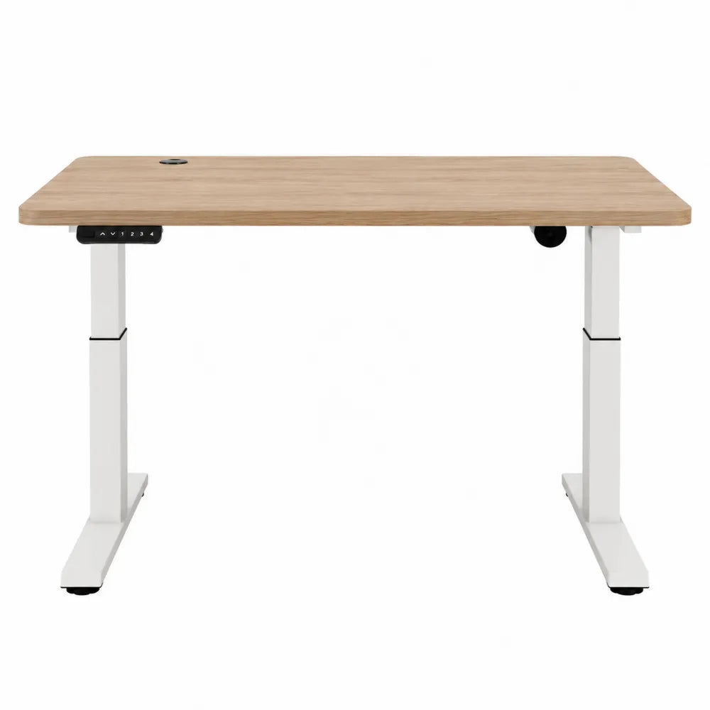 Adjustable Standing Desk Bamboo Top White Frame 120x60 cm