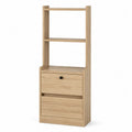 Wooden Bookcase with Shelves and 2 Drawers Oak 160cm