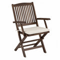 Outdoor Folding Wooden Chair with Acacia Frame and White Cushion