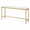 Console Table with Faux Marble Top and Steel Frame White/Gold 120cm