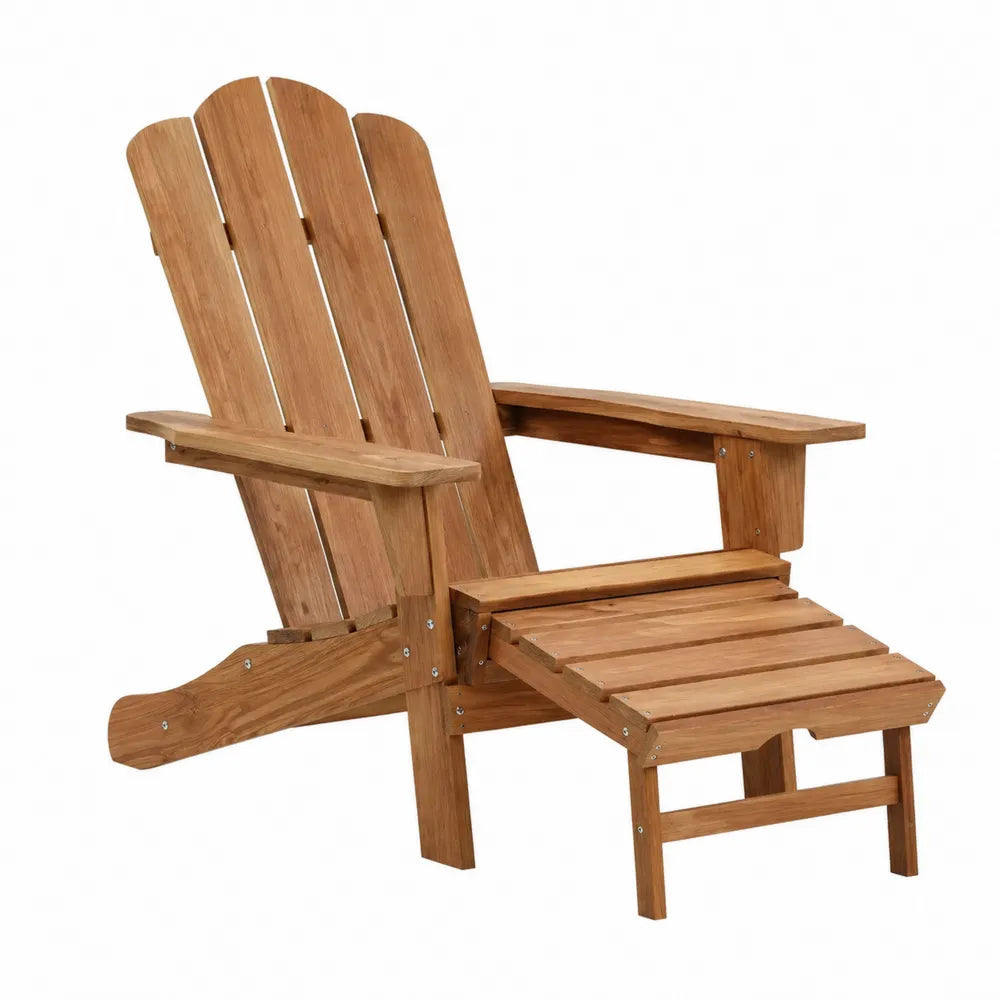 Teak Wood Outdoor Adirondack Chair with Footrest