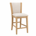 Dining Chair Solid Oak Frame Polyester Upholstery, Beige