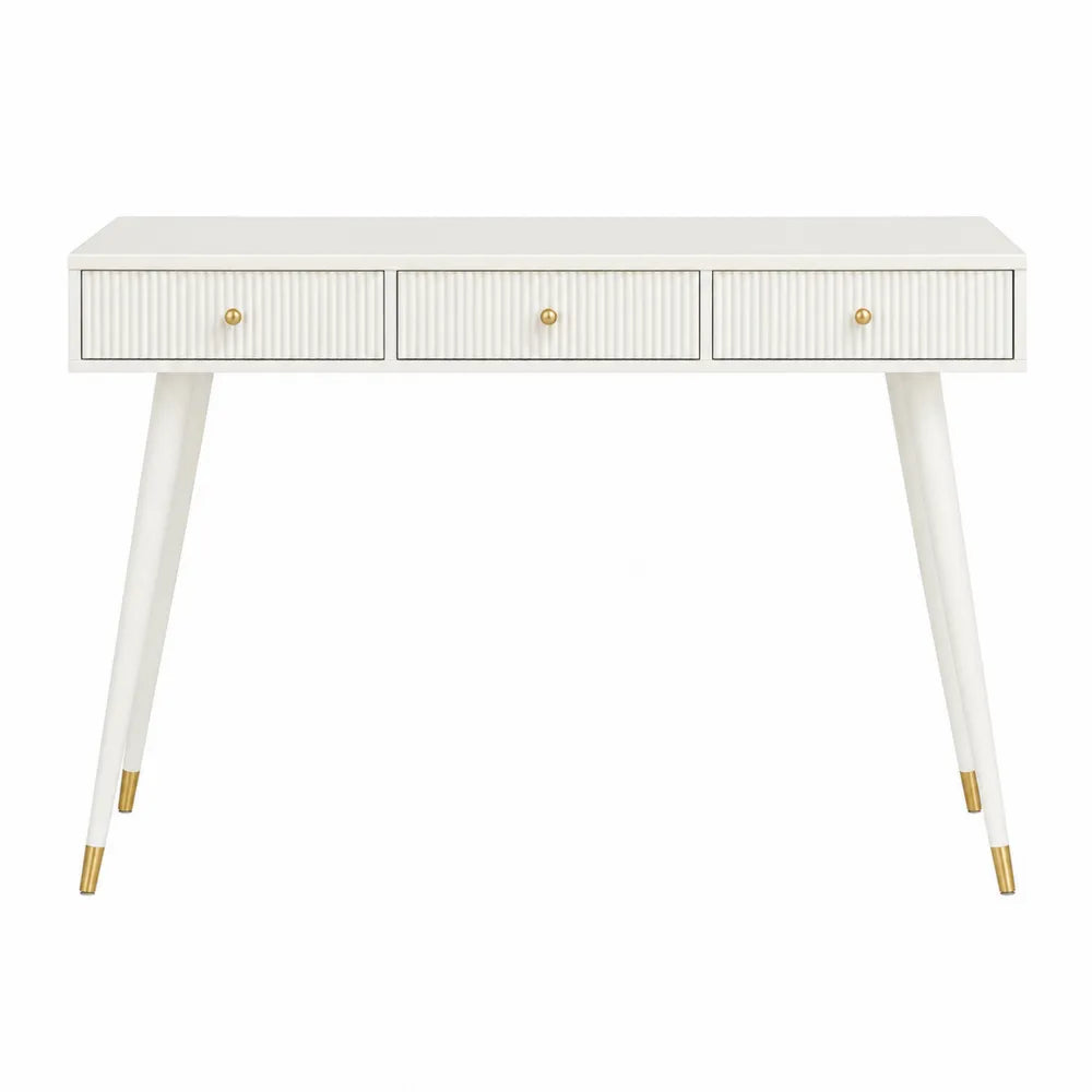 Modern Rectangular Wood Desk with Gold Accents 120x50x75cm