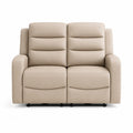 Beige Faux Leather Reclining Loveseat