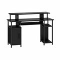 Black MDF and Metal Computer Desk with Storage Shelves and Cabinet