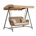Outdoor Metal Frame Swing Chair with Wicker Seat and Polyester Canopy