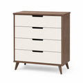 4-Drawer Wooden Dresser Walnut and Ivory 90x80x40 cm