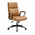 Office Chair Brown Faux Leather Swivel Adjustable Height