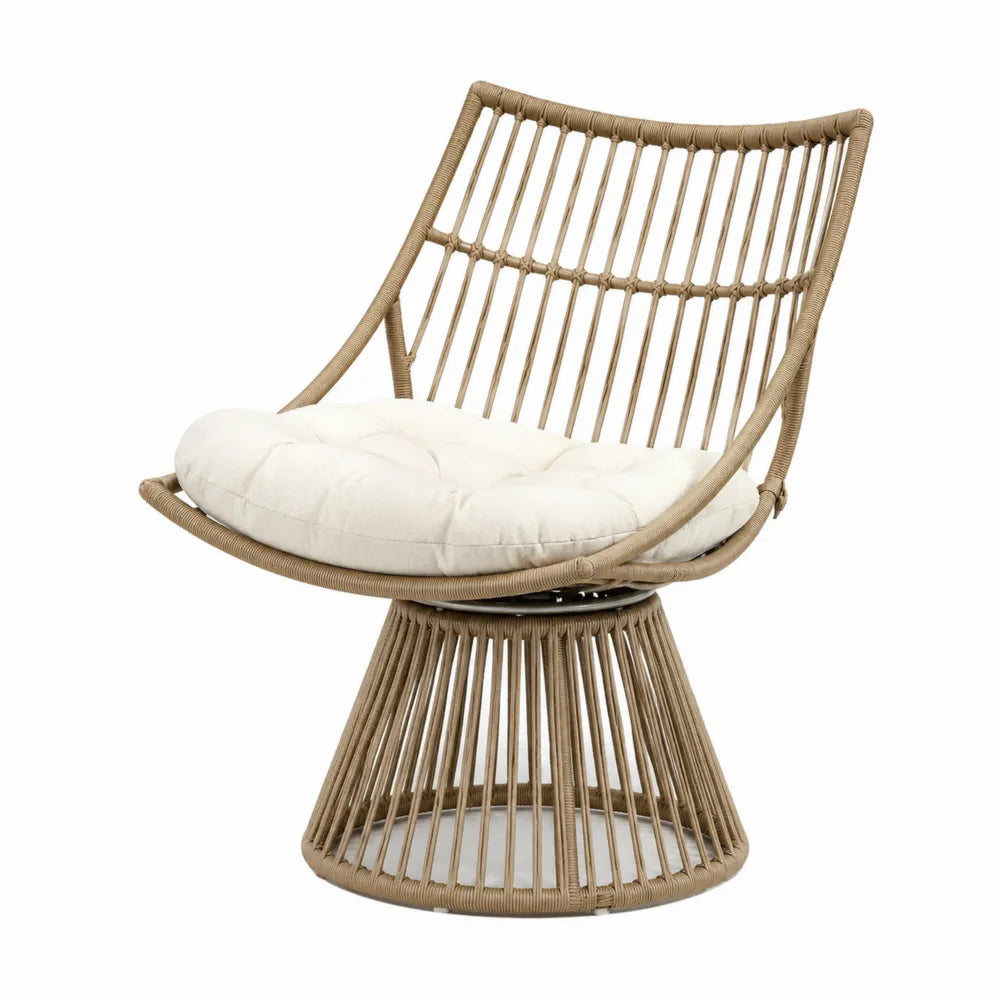 Synthetic Rattan Outdoor Lounge Chair with Polyester Cushion 70 cm